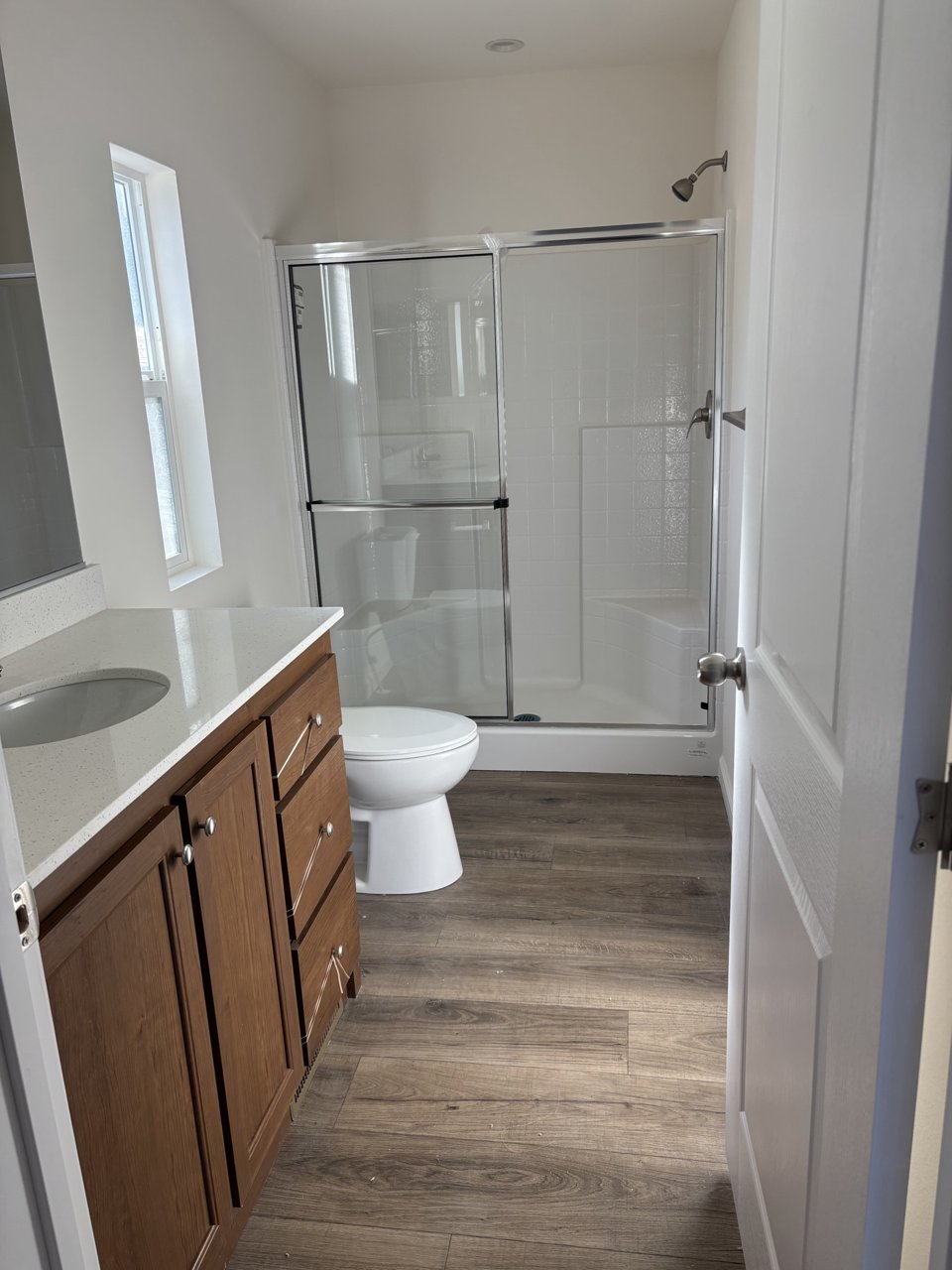 Bathroom with a walk-in shower and double vanity